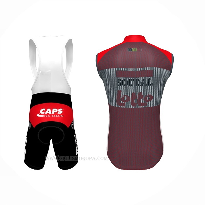 2022 Chalecos Cortavientos Lotto Soudal Rojo Mangas Corta y Culotte Corto